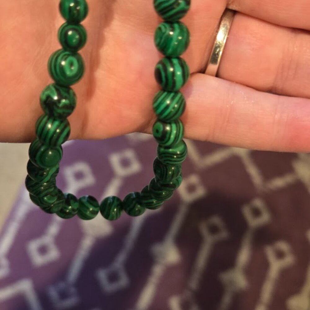 Malachite Jewelry Set ~ Handmade 20 in. Necklace, 7 inch bracelet w extension